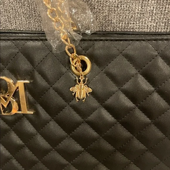 Elegant Badgley Mischka Quilted chain strap Tote Bag with Gold Accents. NWT. - Picture 3 of 6